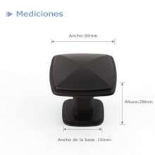 2/6 pcs Jaladeras para Muebles de Gabinete,Cuadrado Negro Mate con Un Solo Orificio,Aleación de Aluminio,para Cajones de Tocador,Cocina,Pomos de Cajones y Gabinetes - Negro - Ver 4