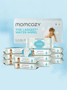Baby Wipes, Momcozy Water Wipes-Extra Large Size Design, Cleansing & Moisturizing Baby Wipes for Sensitive Skin, Unscented - 白色 - 查看 1