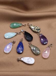 4入組天然石材切面水滴形裸石蛋面奧寶紫晶吊墜,適用於diy項鍊珠寶製作配件、日常禮品 - 4個/包 - 查看 1