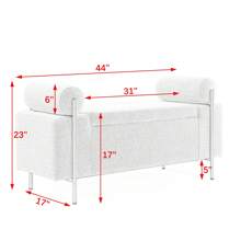 WellMall Linen Upholstered Bed End Storage Bench,Bedroom End Of Bed Storage Bench With 2 Cylider Pillow Arms,44' Long Storage Ottoman Bench With Golden Metal Legs For Living Room Entryway And Window - Green - View 2