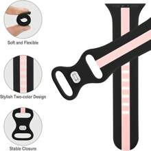 St.siabe St. Siabe 女士和男士时尚运动柔软舒适透气双色硅胶八角形蝴蝶扣手表带兼容 Apple 表带 38 毫米 40 毫米 41 毫米 45 毫米 44 毫米 42 毫米 49 毫米皮带，多功能休闲腕带、手链、腕间派对节日礼物，搭配 Ultra 系列 9/8/7/6/5/SE/4/3/2/1 配件替换表带配件作为送给返校学生的礼物 - 彩色 - 查看 2