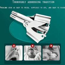 1入組不銹鋼手動鼻毛修剪器，男用鼻毛刮除清理器，鼻毛修剪器，汗毛剪刀，可水洗毛髮除毛器 - 銀色 - 查看 4