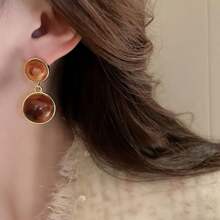 1對925銀針菱形鑲嵌繡花耳環,復古高端耳釘,適合女性日常佩戴或作為節日珠寶禮物 - 咖啡 - 查看 3