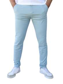 Stretch Gabardine Skinny Pants For Men John Silver - Dusty Blue - View 1