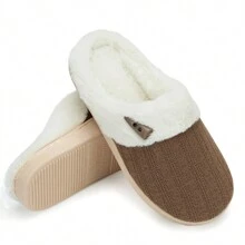 NineCiFun Women's slippers antiskid home cotton slippers memory foam slippers outdoor indoor warm comfortable plush lining bedroom slippers - 棕色 - 查看 3