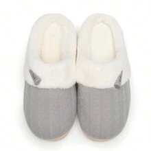 NineCiFun Women's slippers antiskid home cotton slippers memory foam slippers outdoor indoor warm comfortable plush lining bedroom slippers - 淺灰色 - 查看 2
