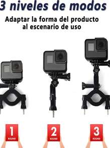 Soporte de Bicicleta para GoPro, Soporte de cámara para GoPro Hero 11/10/9/8/7/6/5/4/3/2/1, Admite un Ajuste Giratorio de 360 Grados para Toma de fotografías Deportivas de Motos y Bicicletas - Negro - Ver 3
