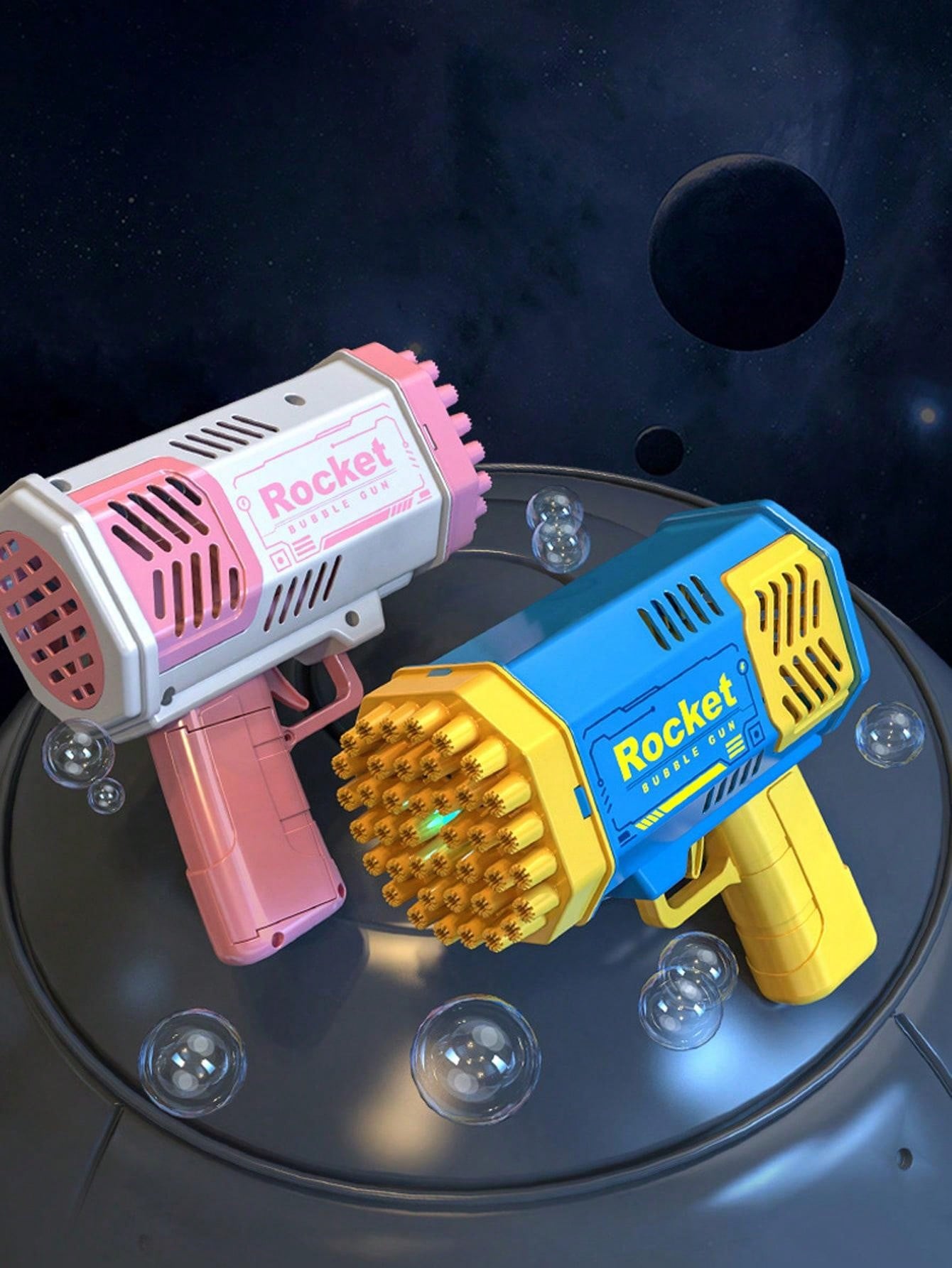 1pc 40 Hole Led Light Up Rocket Blower Bubble Gun For Kids, Boys And ...