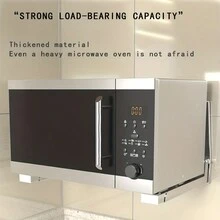 1pc Foldable Stainless Steel Microwave Oven Rack, Wall-mountable With Adjustable Rack For Microwave, Oven Storage - Black - View 5