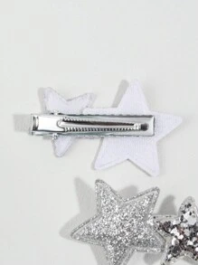 2pcs/pack Girls' Mini Star Shaped Hair Clip And Crocodile Clip Set - Multicolor - View 3