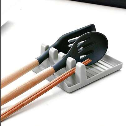 1pc, Abs Utensil Rest With Drip Pad, Kitchen Utensil Holder For Spoons, Ladles, Tongs, Spatulas And More, Kitchen Gadgets, Kitchen Stuff, Kitchen Accessories, Home Kitchen Items Appliances Accessories Gadgets Tools Christmas Stuff Cooking Christmas