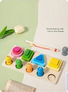 1pc Geometric Shaped Pillar Matching Building Block Assembly Toys, Children's Early Education Puzzle Toys, Suitable For Holiday Gifts - Multicolor - View 1