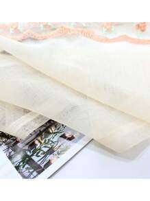 臥室客廳浪漫花卉刺繡復古窗簾,帶桿袋的時尚小酒館窗簾（150 X 45 公分） - 白色 - 查看 8