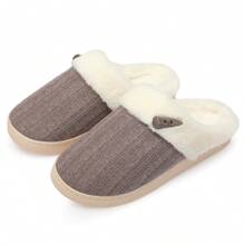 NineCiFun Women's slippers antiskid home cotton slippers memory foam slippers outdoor indoor warm comfortable plush lining bedroom slippers - 咖啡色 - 查看 1