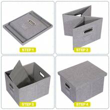 2 Gói Hộp Lưu Trữ Có Nắp Đậy, Hộp Đựng Hồ Sơ Vải Lanh Trang Trí Gấp Gọn, Thư Mục Treo, Tủ Văn Phòng, Đồ Ăn Nhẹ, Đồ Chơi, Dụng Cụ Và Các Loại Lưu Trữ Khác Trường Học Văn Phòng Gia Đình - Xám - Xem 3