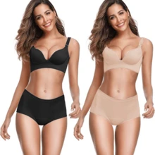 2 piezas Calzones Algodón Mujer Top Cintura Alta Sin Muffin Dama - Azul - Ver 9