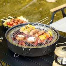 Bärbar Kol BBQ Grill För Hem Utomhuscamping , Rökfri , Inomhus Stekning Hylla För Kaffe Runt - ugn - Visa 2