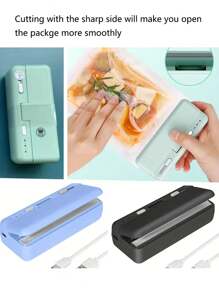 1個可充電封口機,迷你芯片袋密封機,儲存袋塑料包裝袋密封機,手持熱封機,袋式熱封機,適用於食品儲存 - 藍色 - 查看 5