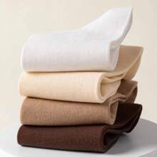 7pairs Women's Socks, Khaki Color Minimalist Style Short Socks - Multicolor - View 3