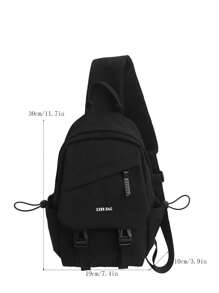 1入組男士腰包/胸包,黑色聚酯純色簡約時尚拉鍊旅行、約會、學校用,適合學生攜帶,斜背腰掛兩用男士禮物,商務禮物,丈夫父親禮物,情人節禮物 - 黑色 - 查看 9