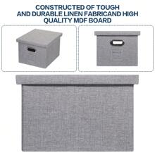 2 Gói Hộp Lưu Trữ Có Nắp Đậy, Hộp Đựng Hồ Sơ Vải Lanh Trang Trí Gấp Gọn, Thư Mục Treo, Tủ Văn Phòng, Đồ Ăn Nhẹ, Đồ Chơi, Dụng Cụ Và Các Loại Lưu Trữ Khác Trường Học Văn Phòng Gia Đình - Xám - Xem 6
