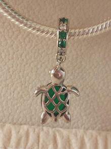 charm tortuga marina verde plata 925 - Verde militar - Ver 1