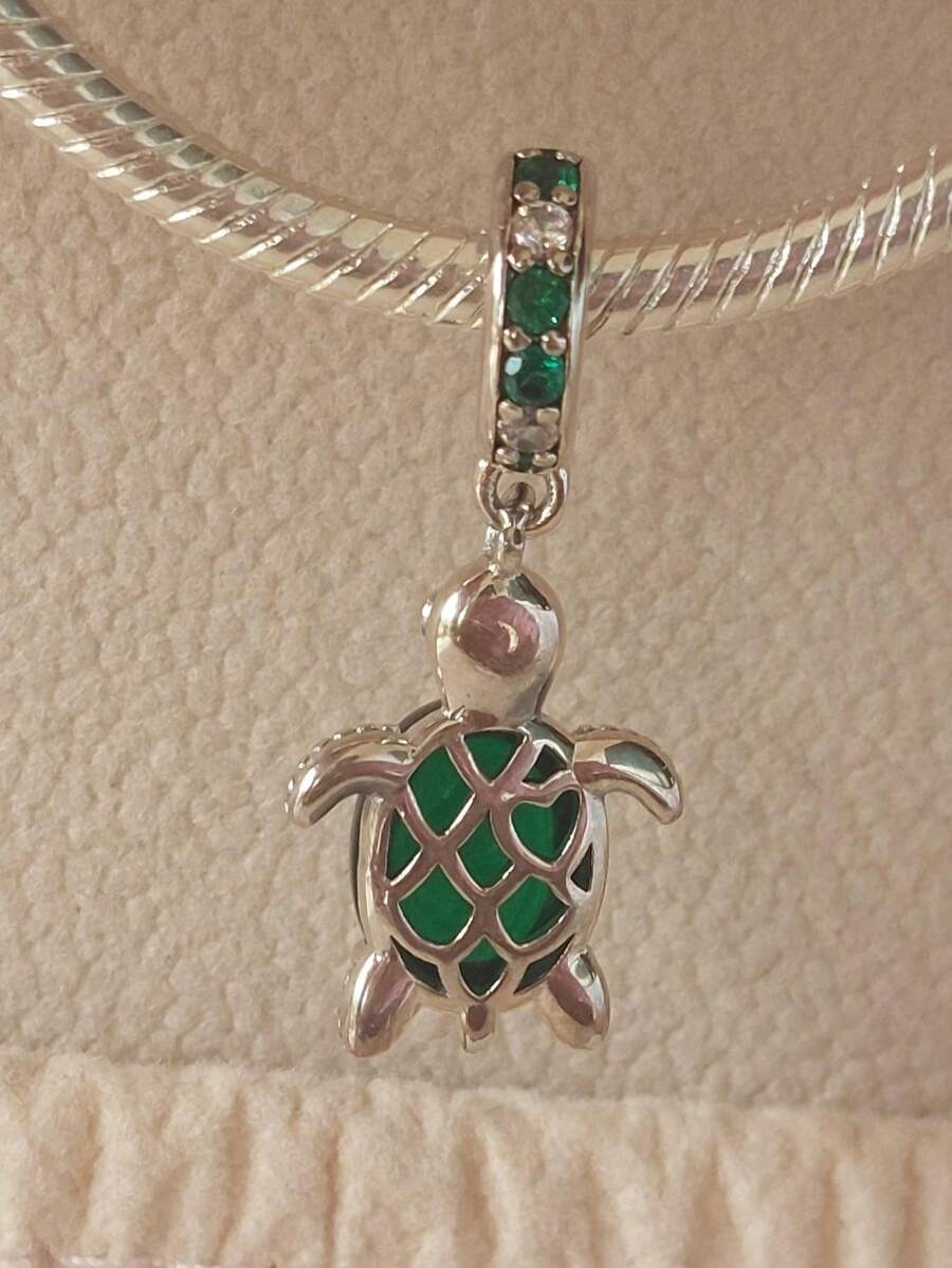 charm tortuga marina verde plata 925 - Verde militar - Ver 1