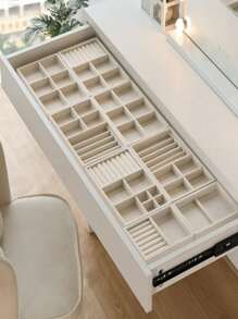 1pc Jewelry Display Tray Velvet Plush Jewelry Organizer Tray For Rings, Watches, Bracelets - Beige - View 9