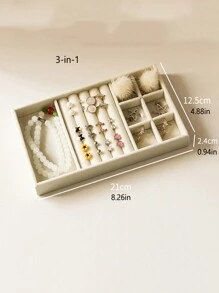 1pc Jewelry Display Tray Velvet Plush Jewelry Organizer Tray For Rings, Watches, Bracelets - Beige - View 14