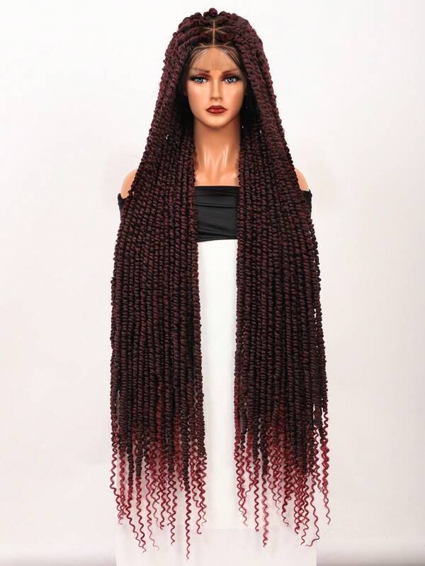 44'' Knotless Spring Twist Braided Wigs for Women Full Double Lace