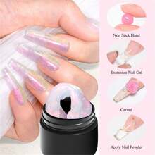 4PCS/Set 8ml Aurora Non Stick Hand Extension Nail Gel Glitter Nails 3D Stereoscopic Carved Paintings Soak Off UV Gel Nail Art Manicure - 彩色 - 查看 5