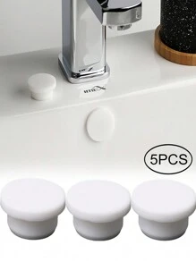 5pcs Silicone Water Sink Plug For Kitchen & Bathroom, Basin Drain Stopper Home Bathroom Decor Summer Back To School