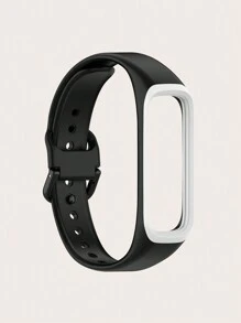 1pc Black And White Sports Style Dual Color Silicone Smart Watch Band Compatible With Samsung Galaxy Fit 2 R220 - Black and White - View 4