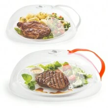 cubierta microondas,tapa microondas sin bpa,cubierta para salpicaduras microondas,tapa microondas,2 piezas tapa para microondas con asa y ventilación de vapor - naranja+blanco - Ver 1