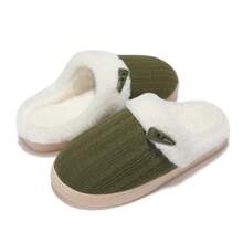 NineCiFun Women's slippers antiskid home cotton slippers memory foam slippers outdoor indoor warm comfortable plush lining bedroom slippers - 綠色 - 查看 4