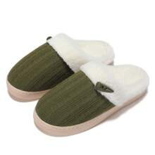 NineCiFun Women's slippers antiskid home cotton slippers memory foam slippers outdoor indoor warm comfortable plush lining bedroom slippers - 綠色 - 查看 1