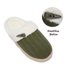 NineCiFun Women's slippers antiskid home cotton slippers memory foam slippers outdoor indoor warm comfortable plush lining bedroom slippers - 綠色 - 查看 6