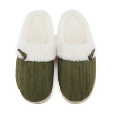 NineCiFun Women's slippers antiskid home cotton slippers memory foam slippers outdoor indoor warm comfortable plush lining bedroom slippers - 綠色 - 查看 2
