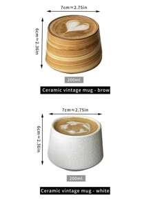 1 件极具吸引力的白色陶瓷手滴咖啡杯，复古花朵图案，粗糙哑光纹理 - 彩色 - 查看 6