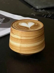 1 件极具吸引力的白色陶瓷手滴咖啡杯，复古花朵图案，粗糙哑光纹理 - 彩色 - 查看 4