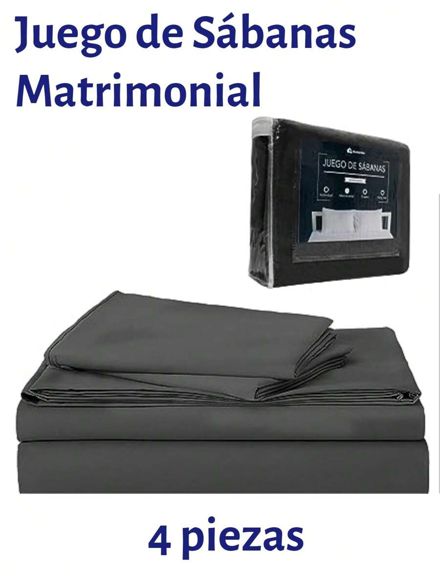 Bluelander Double Sheet Set, 4 Pieces. - 黑色 - 查看 1