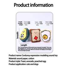 1 pezzo Giocattolo interattivo a forma di toast, avocado e uovo fritto in materiale di velluto multicolore, adatto come regalo per amanti di cani e gatti, mammemamme di cani e gatti, adatto per gatti di piccola/media taglia, tutto l'anno