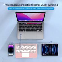 1 件粉色触摸板无线键盘阿拉伯语西班牙语葡萄牙语法语德语韩语键盘适用于平板电脑 iPad 可充电 11.5 英寸~12.9 英寸触控板键盘适用于 iOS Android Windows 适用于 Surface 平板电脑手机蓝牙键盘便携式轻量键盘 - 粉色 - 查看 3