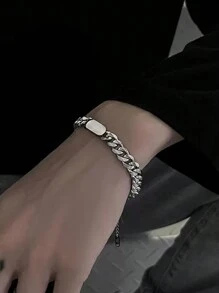 Nooxian 1入時尚街頭風鑲嵌鑽石手鍊,閃耀亮眼的中性立體美鑽手環
