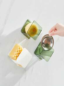 1 件海綿架水槽收納盒壁掛式,無需鑽孔,適用於洗碗布鋼絲球清潔刷廚房配件