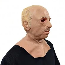 1pc Latex Carved Hair Old Man Head Mask, Holiday Decoration, Cosplay Party Performance Prop - Baby Pink - View 2