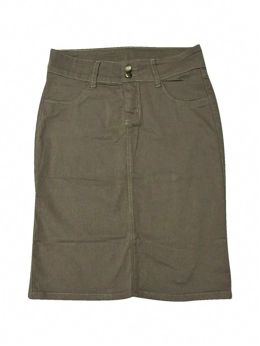 Women Denim Skirts - 米色 - 查看 1