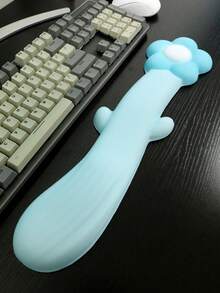 1pc Flower Design Silicone Keyboard Wrist Rest Mouse Pad For Girls And Boys - Blue - View 3