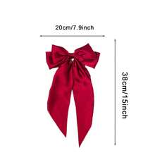 4 件优雅复古纯色大号丝带和蝴蝶结设计发夹带弹簧，适合日常使用/礼物/派对场合可爱圣诞节 - 彩色 - 查看 2
