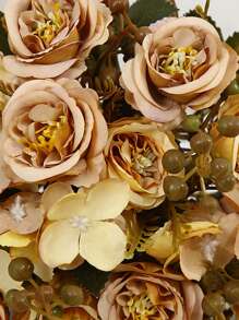 2入組/束人造小麥穗和巴黎玫瑰花,北歐風格,適用於家居、戶外和婚禮裝飾 - 咖啡棕 - 查看 6